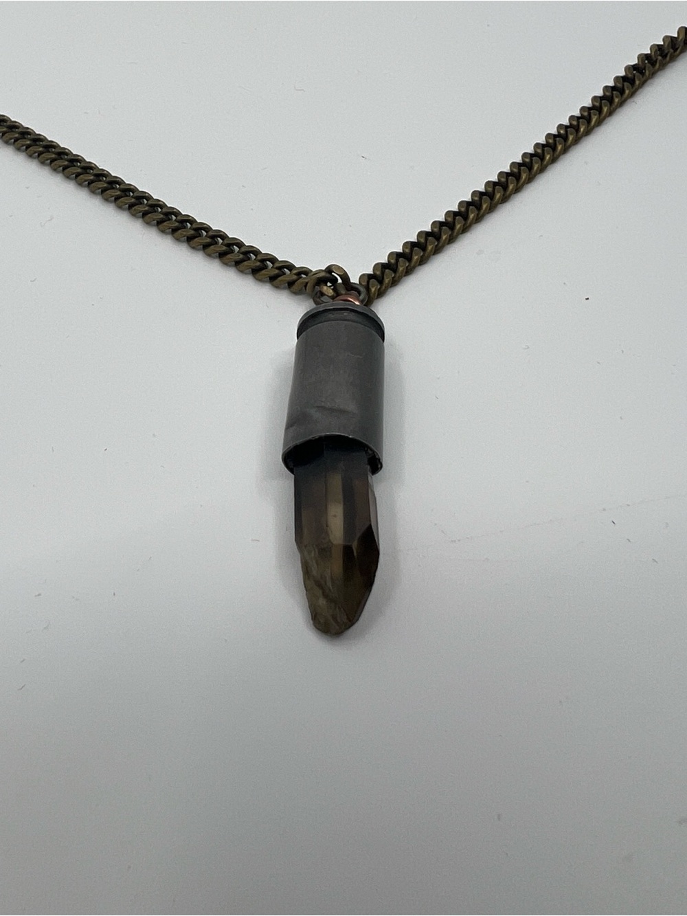 1888 Faux Crystal In Silver Color Bullet Necklace Long Chainlink Chain